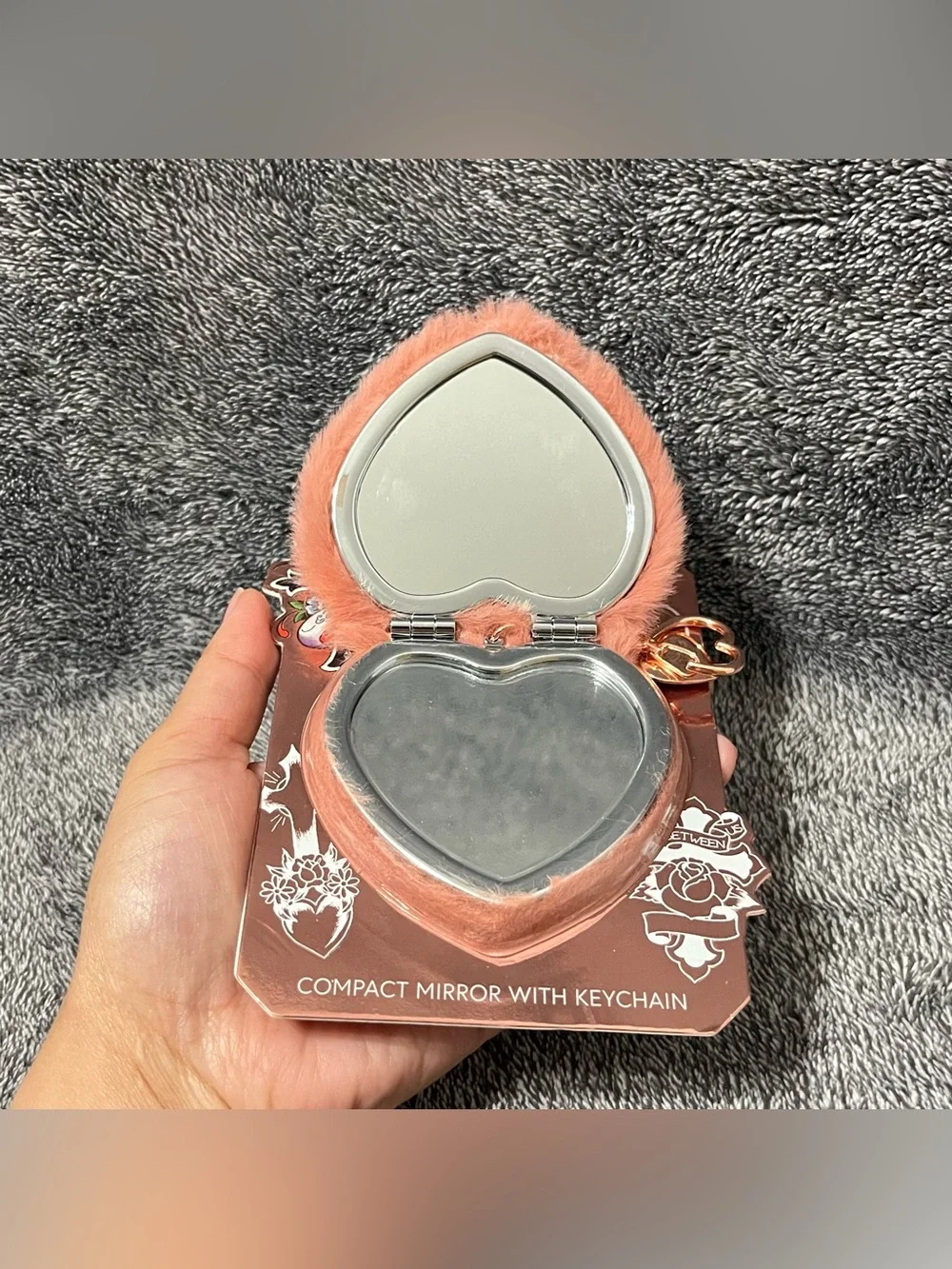 Ed Hardy compact mirror with keychain